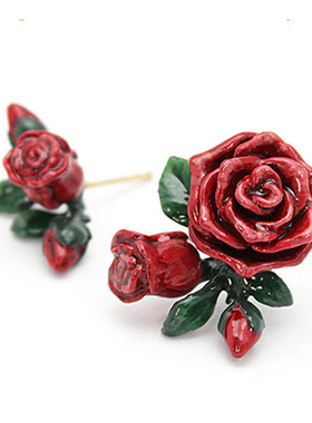 泰国百合花玫瑰绣球薰衣草丁香花蝴蝶兰勿忘我海葵郁金香耳钉耳环