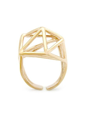 goodafternine泰国设计师手工黄铜镀18k金菱形几何金字塔简约戒指