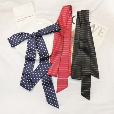 复古时髦波点长条丝巾