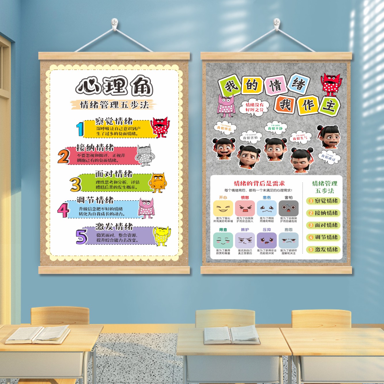 班级心理角布置挂画初高中小学生幼儿园心理健康文化墙贴教室装饰图片