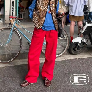 私藏版搭配万金油复古红牛仔裤高品质好版型百搭直筒休闲长裤秋冬