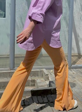 夏日小金桔 高腰显瘦长腿经典喇叭裤女休闲长裤 2020新款