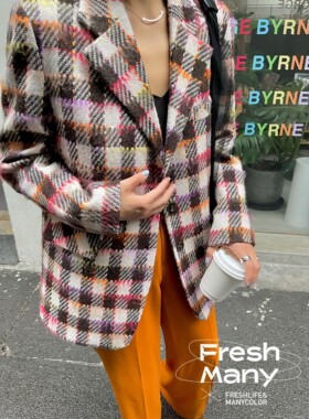 15件！冬日恋歌限定系列英产加厚羊毛七彩格纹西装小众买手款外套