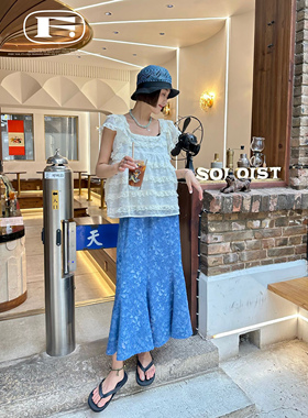 法式浮雕流苏时髦灵动鱼尾裙伞裙 立体氛围感高腰显瘦半身裙A字裙