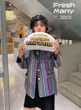 年度神仙配色经典小香外套 时髦编织女秋冬短款宽松西装上衣