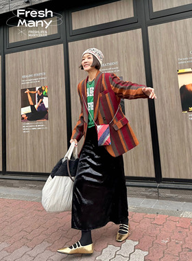 收藏级精品 高低整下随心配撞色条纹西装 日本进口羊毛西服外套