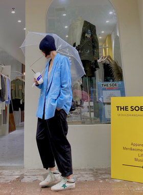 CityBoy日系复古黑色百搭宽松纯棉男女款休闲裤廓形九分裤长裤