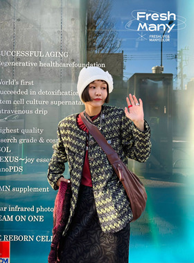 缤纷洋溢暗藏闪片的小香风外套 意大利进口粗花呢高级感西装上衣