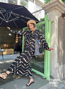 老钱风随性度假套装意大利进口铜氨丝衬衫慵懒宽松上衣鱼尾裙半裙