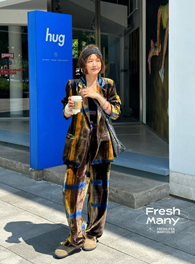 重磅定制 春日氧气轻松时髦高级感复古优雅真丝丝绒西装长裤套装