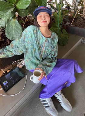 生如夏花刺绣提花天丝褶皱肌理防晒外套高级气质宽松时髦开衫上衣