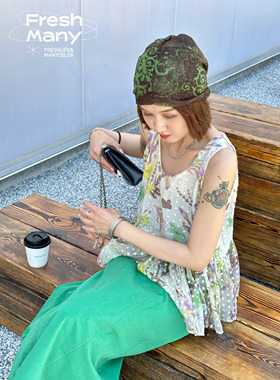 主打一个少女感俏丽圆点印花上衣好版型无袖背心马甲特殊时装面料