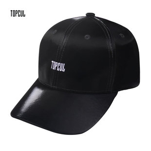 TOPCUL定制LOGO黑色亮面字母刺绣棒球帽男女潮流鸭舌帽Q513271