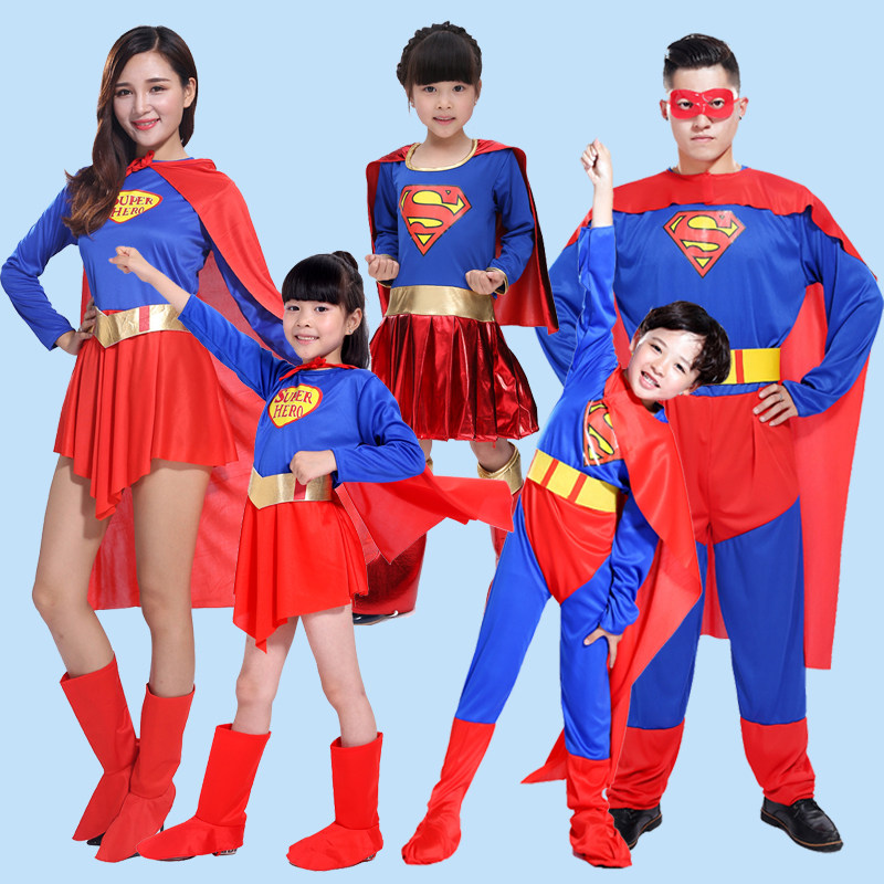 包邮万圣节演出服装 cosplay超人服装 成人儿童男女超人演出衣服