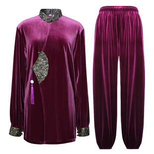 古韵中华2025冬季新款金丝绒太极服女秋冬加厚太极拳练功服表演服