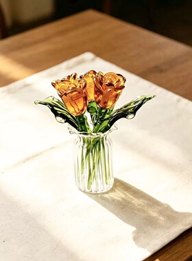 淄博琉璃玫瑰花束桌面摆件礼物