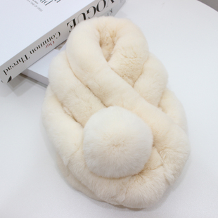 新款真獭兔毛围巾加厚大球百搭两用保暖皮草围脖脖套三管围巾可爱