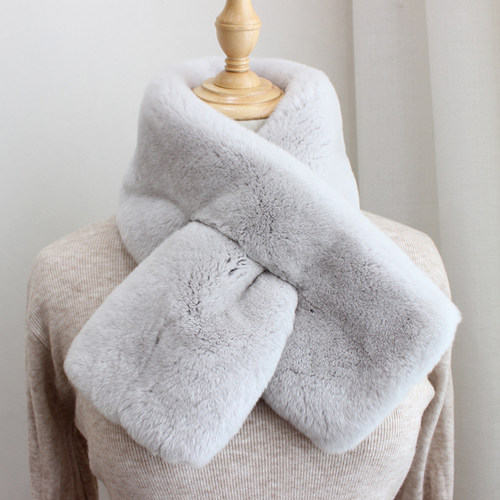 整皮獭兔毛毛围巾情侣通用保暖