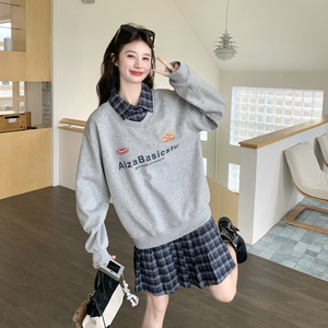 【新款现货】印花卫衣格子半裙套装296A-8089-P195-K318，女装卫衣/绒衫，浙宝296A