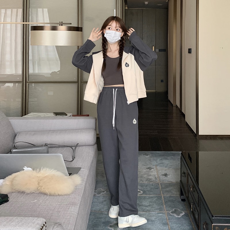 296A【秋季新款】2023撞色休闲减龄卫衣套装2343-P165-K218,女装运动套装,浙宝296A