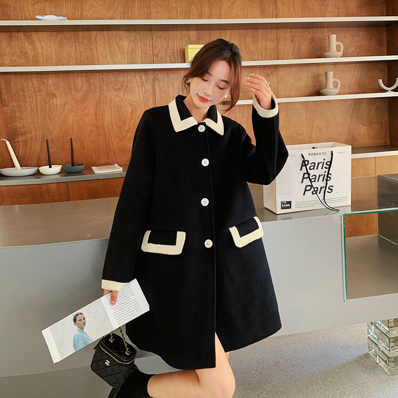 【新款现货】2023秋冬季小香风撞色毛呢大衣296A-2238-P170K258，女装毛呢外套，浙宝296A