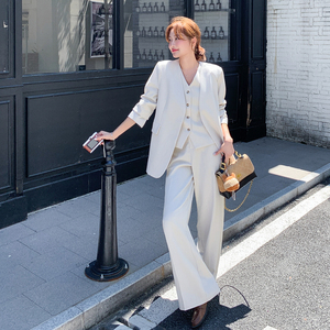 【现货】米白色西装西裤背心三件套296A-P215-K348，女装套装/套裙，浙宝296A