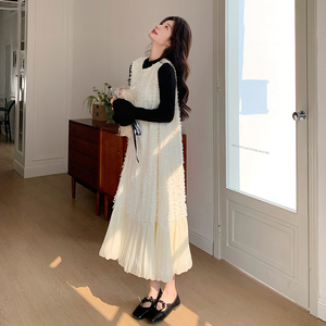 【现货】温柔风拼接背心裙黑色T恤两件套296A-8135-p165-k248，女装连衣裙，浙宝296A