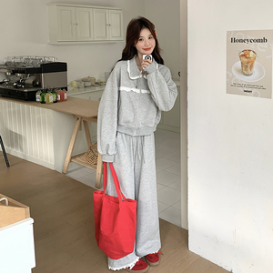 【秋季现货】灰色蕾丝花边卫衣套装296A-8130-p175-k258图片