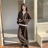 【新款现货】棕色假两件卫衣套装296A-8182-P195-K318，女装套装/套裙，浙宝296A