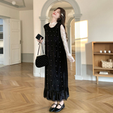 【新款现货】灯芯绒珍珠背心裙蕾丝打底套装296A-8188-P195-K318，女装连衣裙，浙宝296A