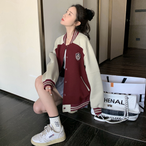 296A【新款现货】2023款拼色减龄美式复古棒球服外套2333P140K198图片