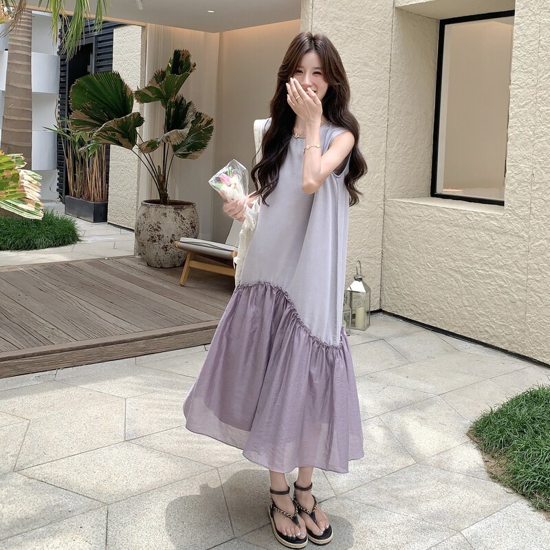 【新款】26夏季浅紫色拼接无袖连衣裙2B130-8163-P140-K248,女装连衣裙,浙宝296A