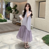 【新款】26夏季浅紫色拼接无袖连衣裙2B130-8163-P140-K248，女装连衣裙，浙宝296A