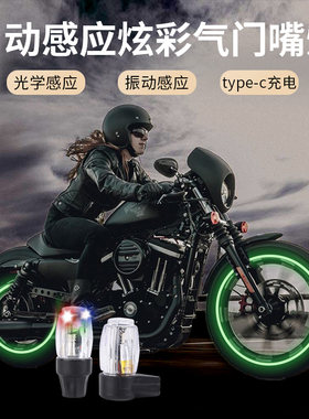 摩托车气门嘴七彩灯充电长续航LED电动车9号通用汽车轮毂爆闪灯