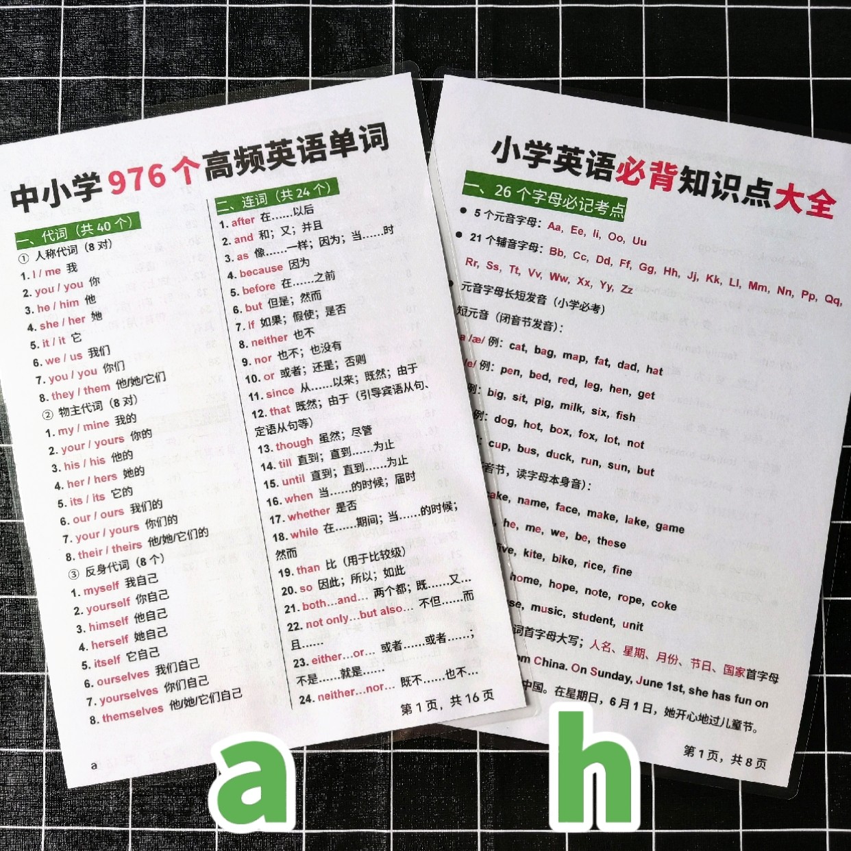 中小学生英语单词速记必背知识大全时态语法汇总塑封学习卡片闪卡