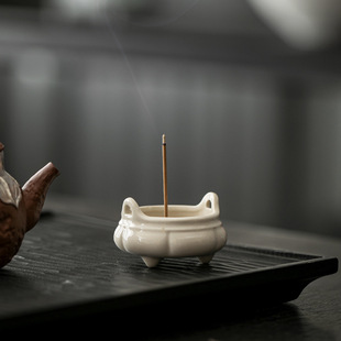 草木灰釉创意小香炉礼盒装茶室陶瓷香托盘线香插香座仿古小香薰炉