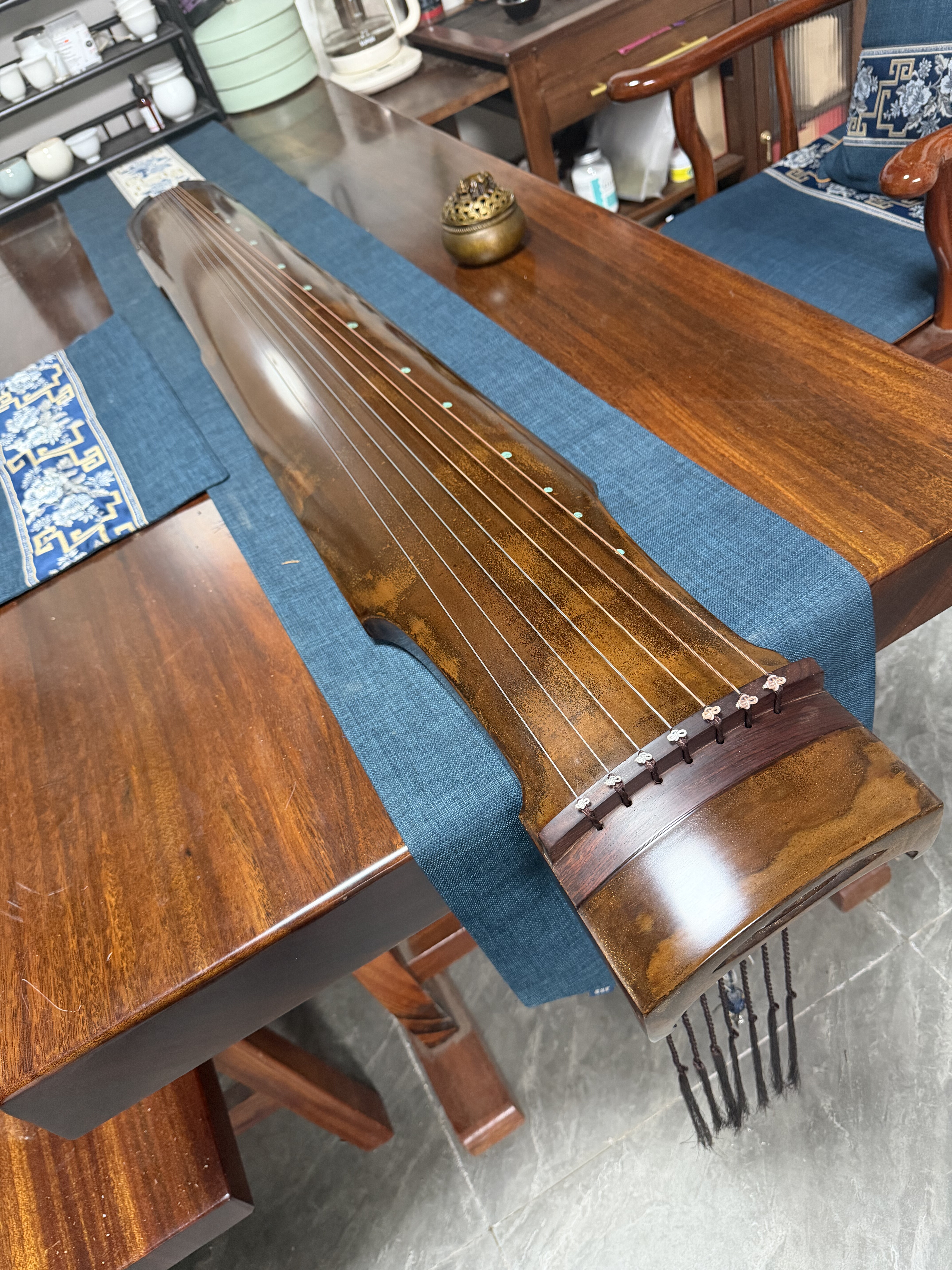 一铭老师斫纯生漆纯鹿角霜老杉木手工演奏收藏级仲尼式伏羲式古琴