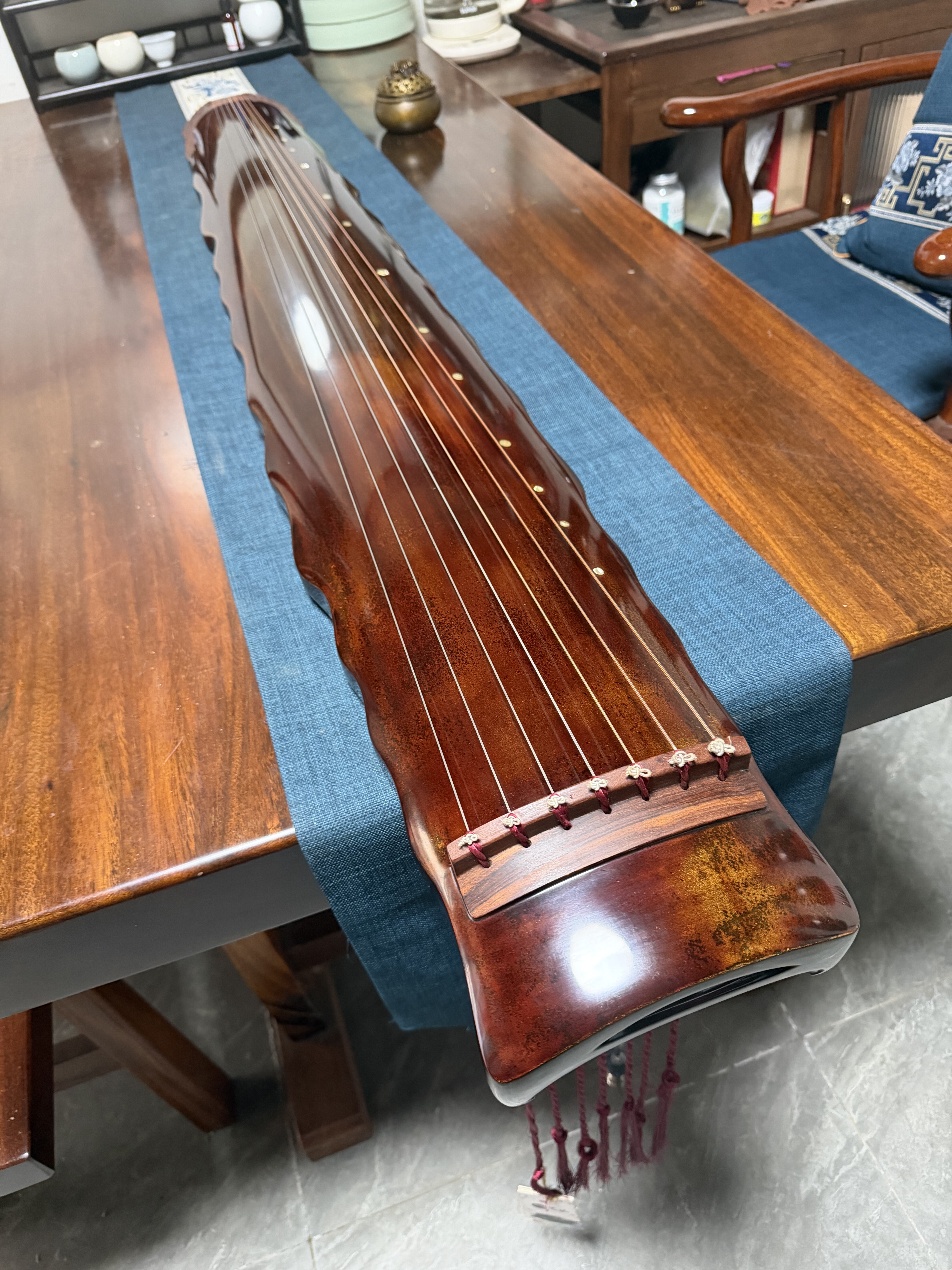 纯生漆纯鹿角霜老杉木古琴落霞式 练习演奏琴