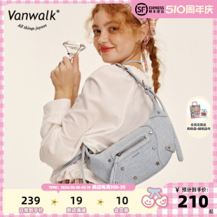 VANWALK牛仔系列 复古软皮斜挎腰包腋下少女高级感百搭小众单肩包