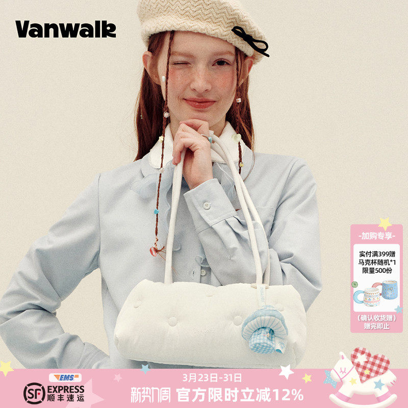 VANWALK手账屋 新款小众吐司包包女生长条法棍云朵手提单肩腋
