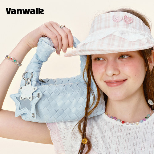 VANWALK/出走慵懒风手提编织包女