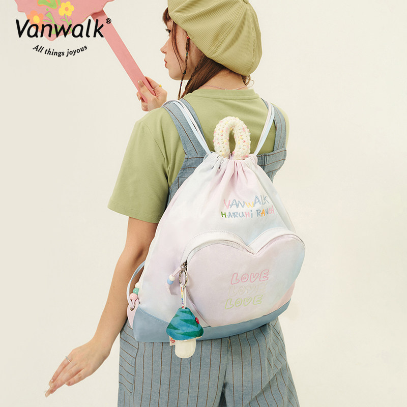VANWALK春日牧场 美式复古牛仔旅行双肩包ins小众抽绳女学生书包高性价比高么？