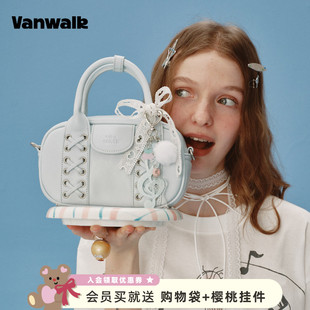 band新款 波士顿保龄球包女通勤百搭手提单肩斜挎包 happy VANWALK