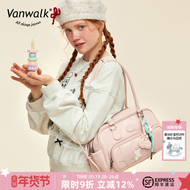 VANWALK野餐系列 新款波士顿包包女大容量通勤手提单肩枕头托特包,箱包皮具/热销女包/男包,通用款女包,淘宝优惠券,粉丝福利购,淘宝优惠卷