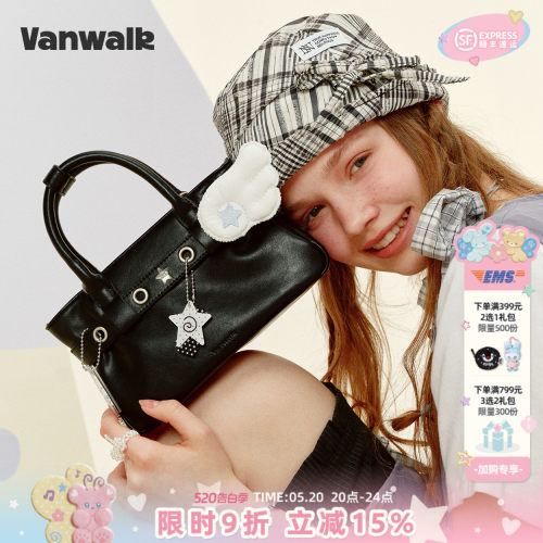 VANWALK/出走女休闲pu手提机车包