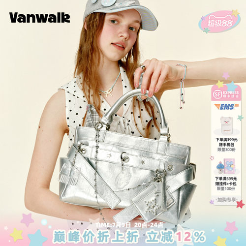 VANWALK/出走复古辣妹机车托特包