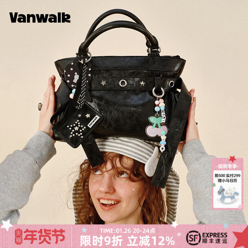 VANWALK松果部落 小众大容量单肩手提斜挎pu机车托特包简约女包包,箱包皮具/热销女包/男包,托特包,淘宝优惠券,粉丝福利购,淘宝优惠卷