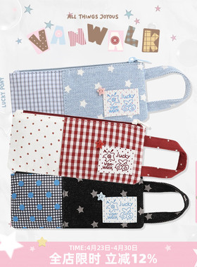 VANWALK lucky pony小众拼接设计学生笔袋女生拉链手提文具袋卡包