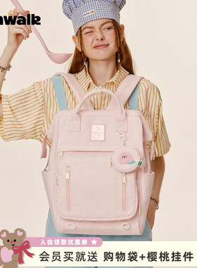 VANWALK fun market大容量学生双肩包新款户外出游旅行电脑书包女