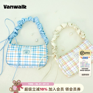VANWALK少女腋下包女斜挎單肩手提包休閑百搭法棍包ins風(fēng)小眾hobo